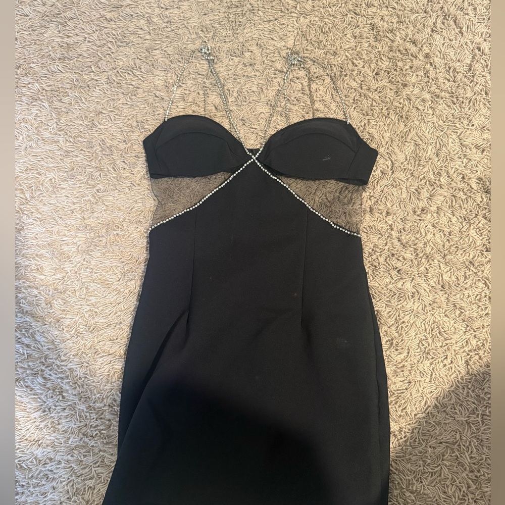 Heiress Beverly Hills Black Diamante Strap Cutout Mini Dress